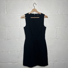 Banana Republic Fit Flare Dress Chic Minimalist Contrast Stitch Women Black Sz 0