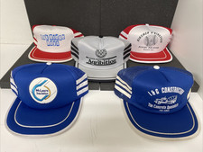 Lot of 5 Vintage 80's 3 Stripe Trucker Mesh Hats