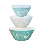 VTG Charm Pyrex Inspired Butterprint Rise 'n Shine Mixing Nesting Bowl Set Of 3