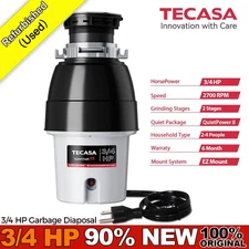 Used- 3/4 HP Garbage Disposal Food Waste Disposer 2700RPM 115V for UnderSink