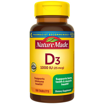 Nature Made Vitamin D3 1000 IU Tablets Immune Bone Muscle Health Support 100 ...