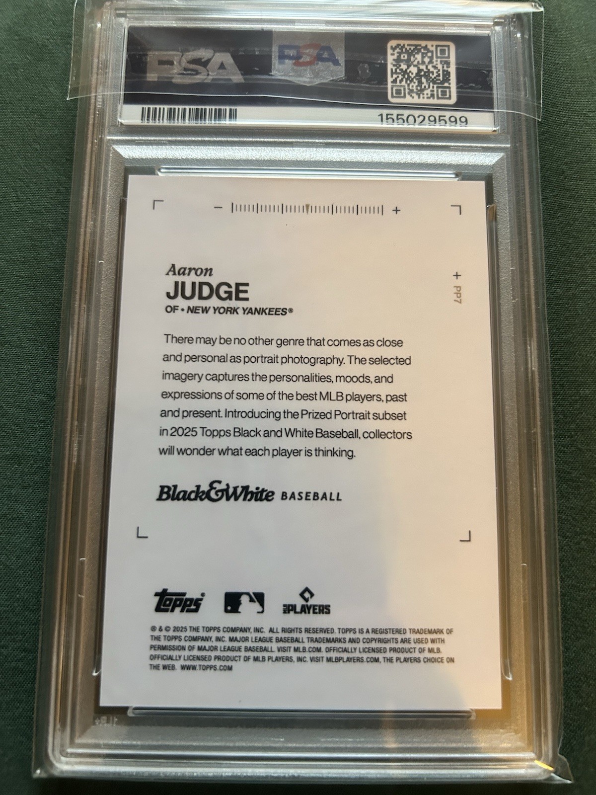 2025 Topps Black & White - Prized Portraits Aaron Judge #PP7 view 2