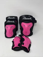 Adult Bosoner Sports Protection Knee Pads, Elbow Pads & Wrist Guards Pink Black