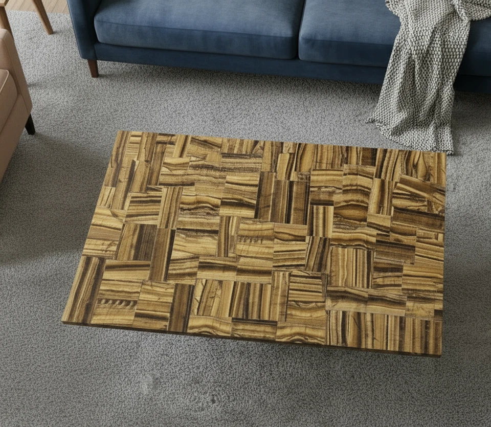 Handmade Tiger Eye Table Top – Natural Gemstone Coffee Table, Luxury Home Decor - Image 2 of 3