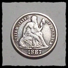 1887-S Seated Liberty Dime  Sharp VF #26D72  Very Old Cleaning .900 FINE SILVER