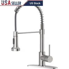 Brushed Nickel Kitchen Faucet W/ Pull Down Sprayer Dual Mode 360 Degree Rotation