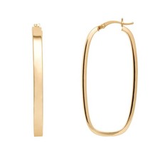 Sterling Silver Rectangular Square Hoop Earrings, 1.8"