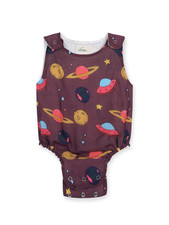 Handmade Eco-Friendly Cotton Romper: Space Print Sleeveless Jumpsuit