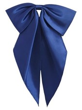 Satin Bow Ties for Women Men, Adjustable Big Womens Bowtie Pre-tied Navy Blue