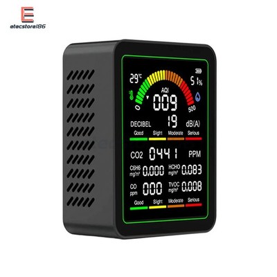 9-in-1 Noise Meter Air Quality Monitor Upgraded Formaldehyde TVOC HCHO AQI Temp