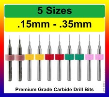 Drill Bit Set .006" .008" .010" .012" .0135" - 2 Pieces Each Carbide S1