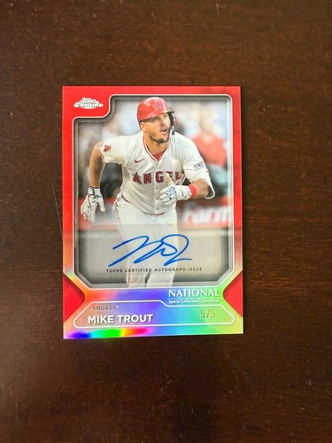 2025 Topps National Convention - Mike Trout - Red Refractor Auto #'d 5/5