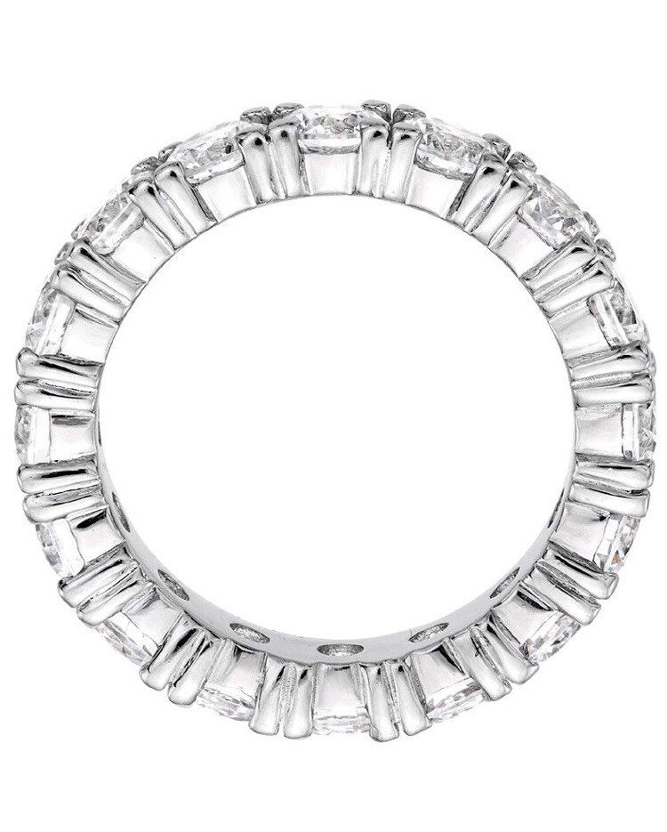 4mm Silver CZ Eternity Bridal Band Ring - Size 5-10, Brass Base, Sparkling Cubic Zirconia