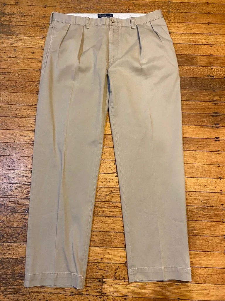 Polo Ralph Lauren 100 Cotton Ethan Pant 36 W 31 L Measured Khaki Pleated