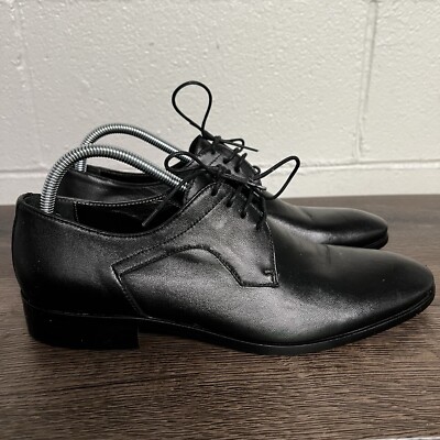 Colletti Vero Cuoio Leather Mens Dress Shoes Black size 41 Lace up Made In Italy