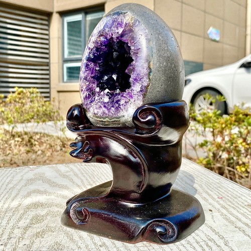 3.48LB Rare Uruguayan amethyst dragon egg cave decoration+base - 第 1/21 張圖片