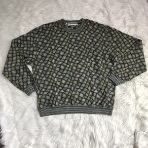 Jhane Barnes Size Xl Sweater Mens Wear Geometric Green Blue Long