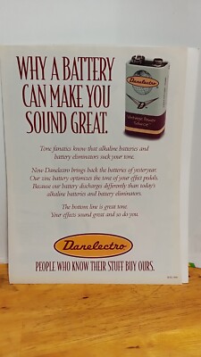 DANELECTRO GUITAR EFFECTS BATTERY AD PRINT AD 11 X 8.5  02098