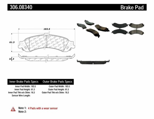 Centric Parts 306.0945 Fleet Performance Brake Pads with Hardware main image 0