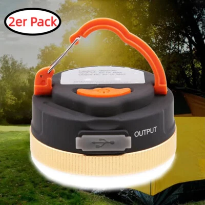 MARKENLOS 2 LED Camping Zelt Licht Lampe Campingleuchte USB Outdoor Akku Laterne Aufladbar