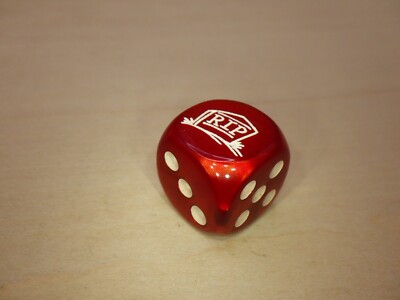 R.I.P. Grave 16mm D6 (six-Sided) Die - Special Engraved Dice - Velvet Red White