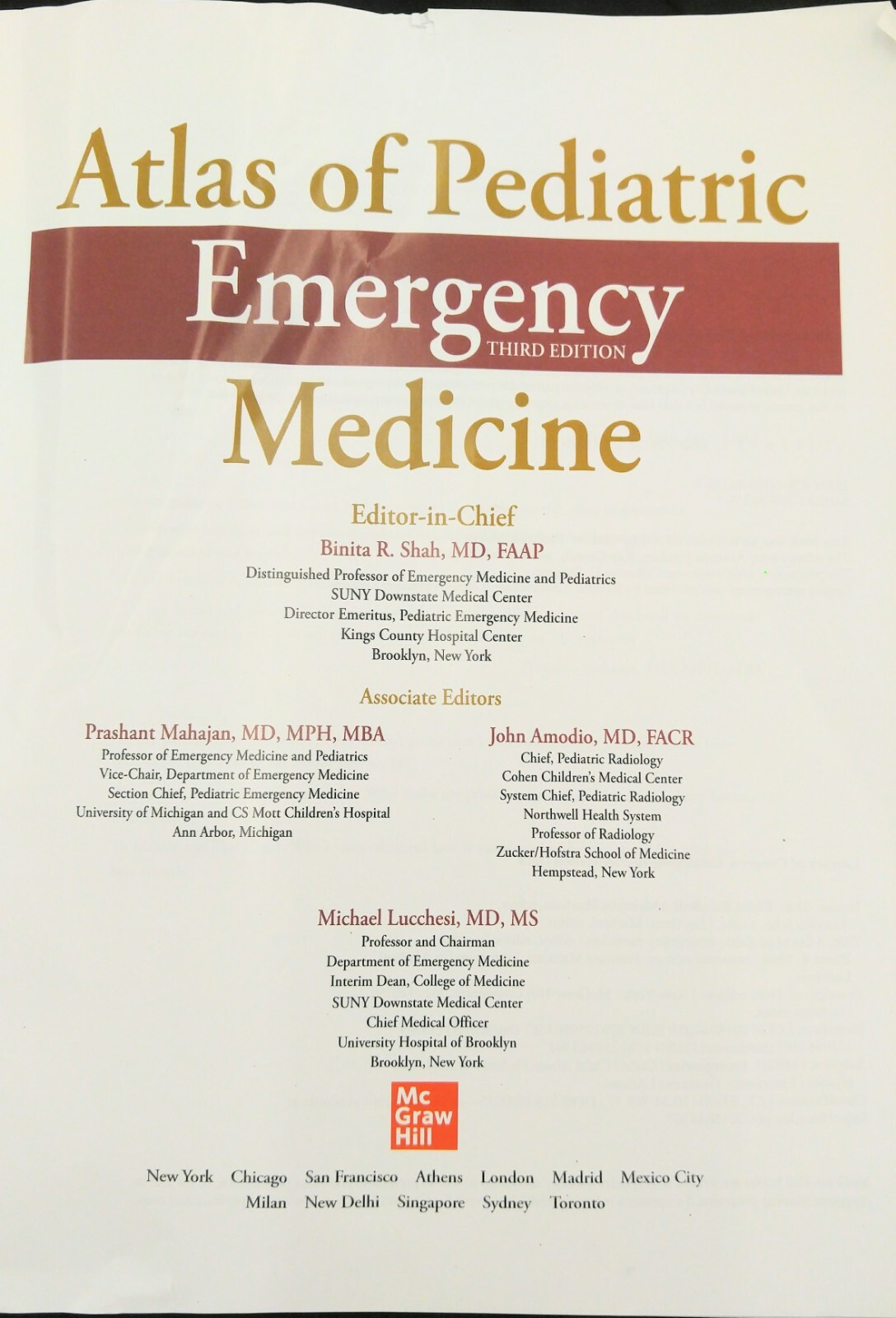 Atlas of Pediatric Emergency Medicine, Third Edition by Michael Lucchesi  and Binita R. Shah (2019, Hardcover) for sale online | eBay