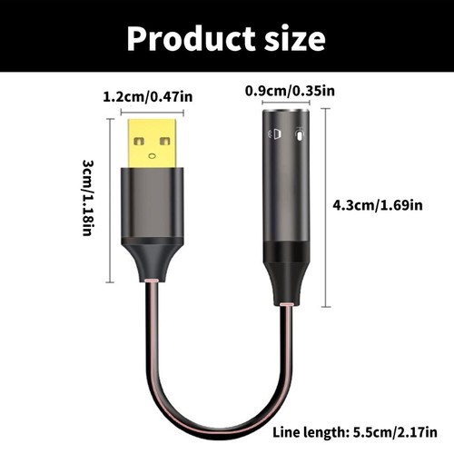 USB to 3.5mm Auditory Adapter for PC Laptop External Sound Card Connection - Afbeelding 8 van 8