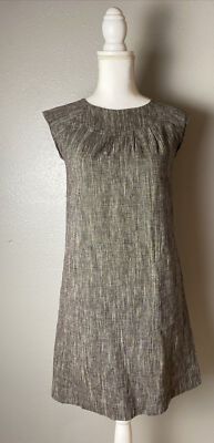 Michael Kors Brown White Linen Blend Dress, Size