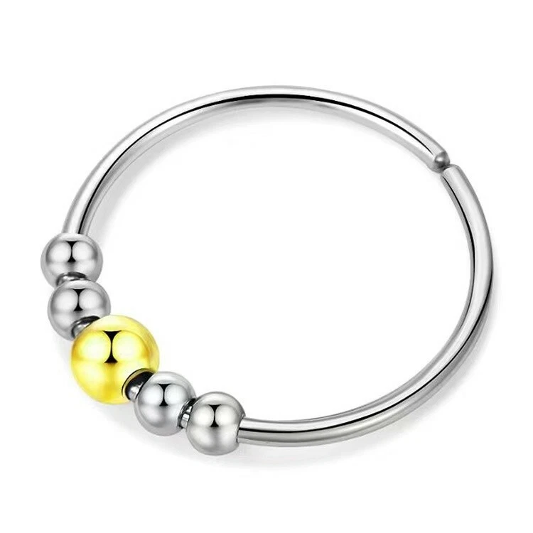 Anillos para mujeres TDAH alivio del estrés ansiedad acero inoxidable móvil estilo esférico A Foto 4 de 4