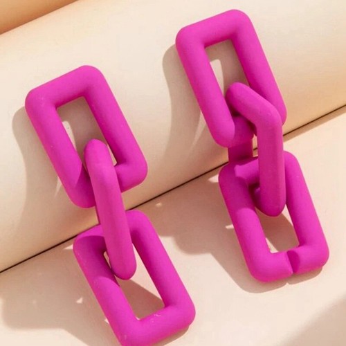 Fashion Earrings For Woman Drop Earrings Korean Solid Color Big Chain Jewelry - Picture 4 of 23