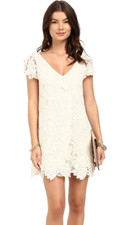 BB Dakota L113064 Womens Ivory Jacqueline Scallop Lace Shift Dress Size M