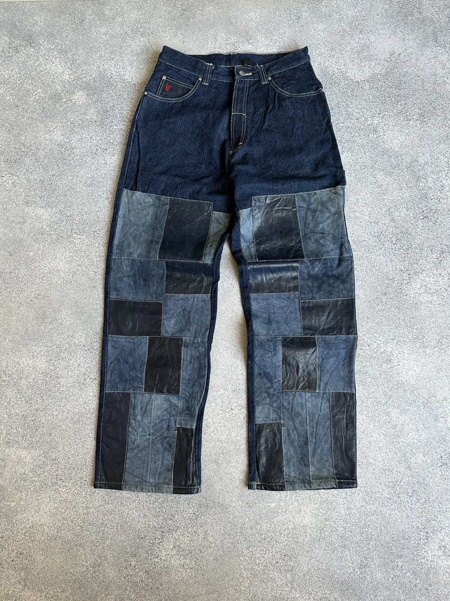 Vintage Johnny Blaze Warriors Mens Patchwork Embroidered Rap Jeans