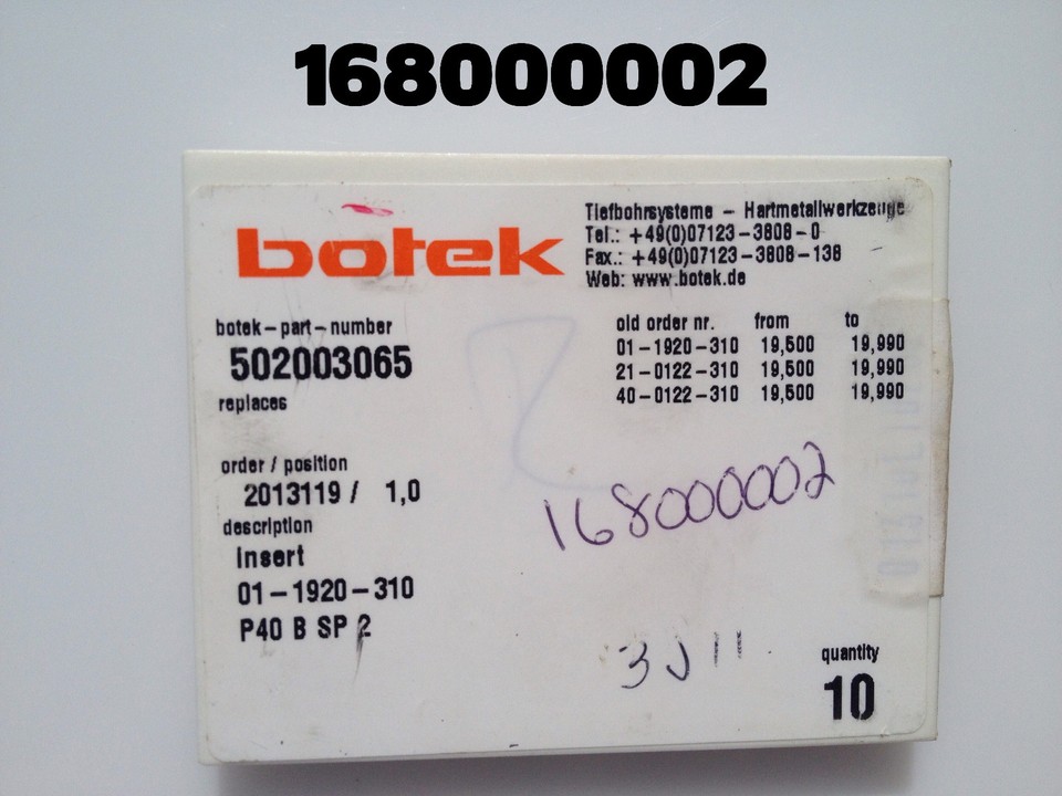 PERIPHERAL ITS#28301 Carbide Insert Botek NEW in Package of QTY 10 ...