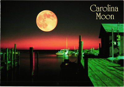Carolina Moon Over the Coast Postcard Unposted North Carolina