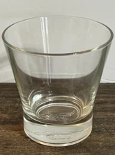 Clear Glass Tumbler Crown Royal Etched Heavy Base Rocks Glass Barware Vintage