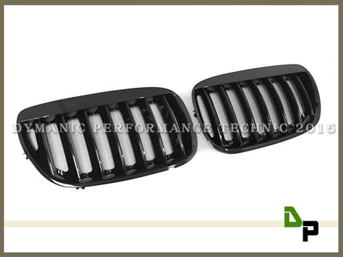BMW E53 LCI X5 SUV 2004-2006 Shiny Gloss Black Front Kidney Grille Grill - Picture 2 of 3