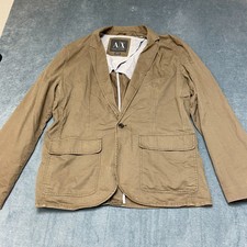 A X Armani Exchange Blazer Jacket Mens XL Beige Single Breasted Notch Lapel