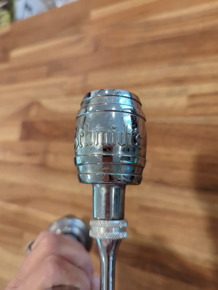 Vintage/Antique Schmidt's Beer Cast Metal Barrel Keg Tap Handle Pull Knob Arm - Image 2 of 4