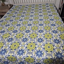 Microfiber Rectangle Tablecloth Linen 102x60 Porto Blue Green Floral Waterproof