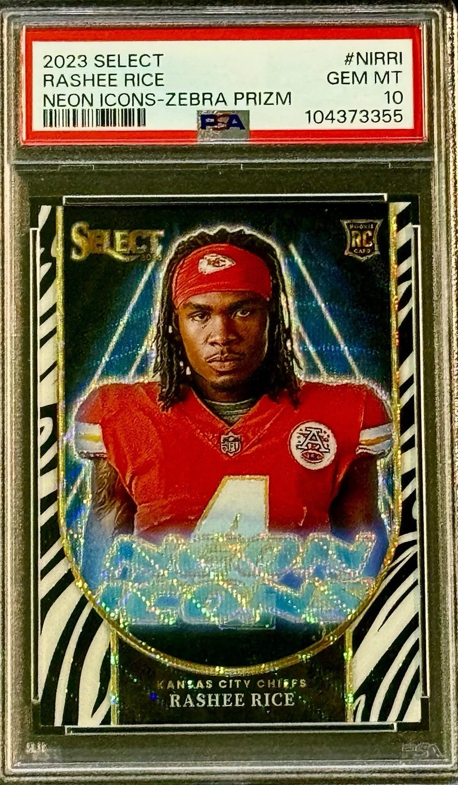 Rashee Rice Panini Select Neon Icons #NIRRI Zebra Prizm