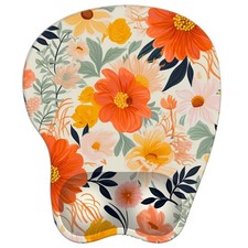 Wrist Support Mouse Pad Anti Slip Rubber Rest Small, M-Orange Floral