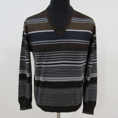 Men's RE DEL MARE V Neck Jumper Merino Wool Blend Chest 42/44 Size L SKU Y13447