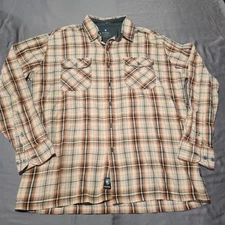 Kuhl Shirt Mens Large Plaid Button Up Hiking Outdoors Western Tan Brown