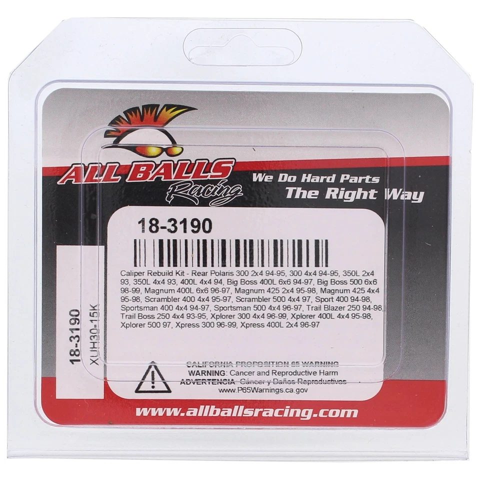 New All Balls Rear Caliper Rebuild Kit 18-3190 for Polaris 400 L 4x4 94 - Image 4 of 4