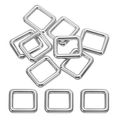 8 Pcs 3/4'' / 19mm Flat Metal Rectangle Rings Buckle Square Loop, Silver