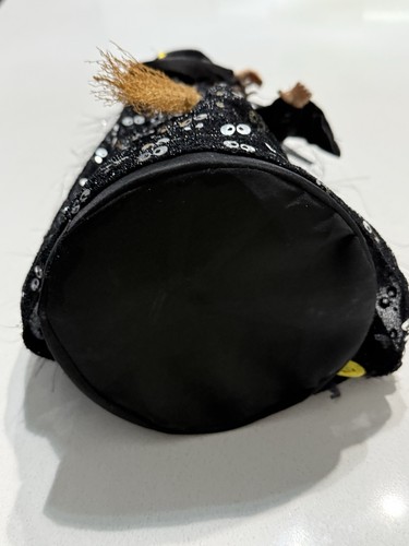 Strega autunnale Halloween da tavolo in argento nero con scopa decorazione casa 16" - Foto 7 di 7