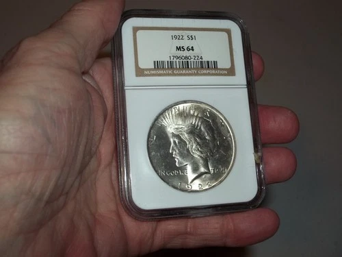 Vintage Antique 1922 NGC MS64 Peace Dollar 90% Silver nice features (224) L@@K