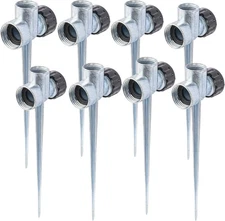 8 Pack 1/2 Zinc Alloy Lawn Sprinkler Spike Base Water Flow Thru Garden Yard