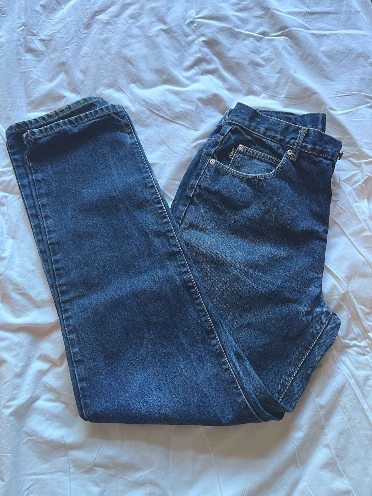 Jeans uomo Yves Saint Laurent anni 90 vintage blu navy W30 L32