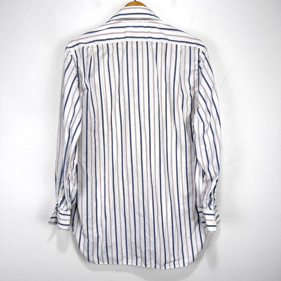 VTG Gitman Bros Dress Shirt Men 15.5 33 White Blue Pink Striped Cotton USA Made - Image 2 of 4